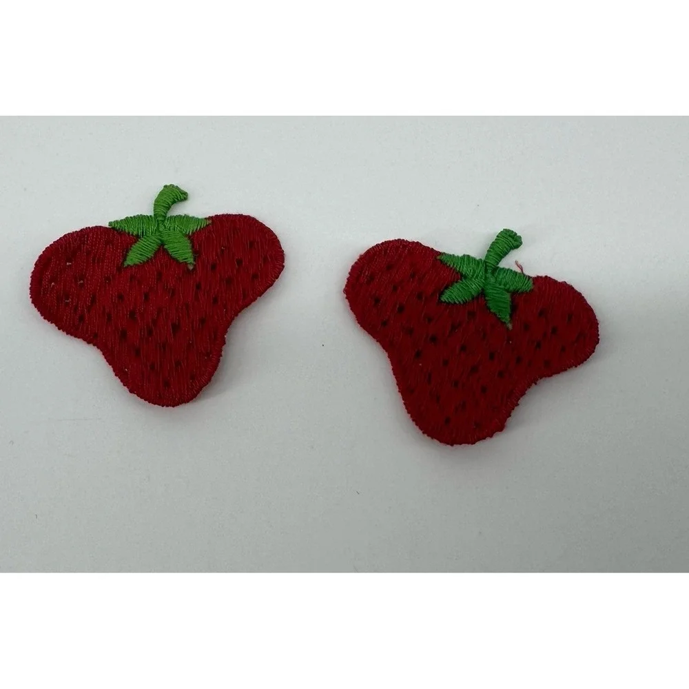 Vintage Strawberry Iron On Patches Appliques Red Fruit Kawaii Cottagecore Lot 2